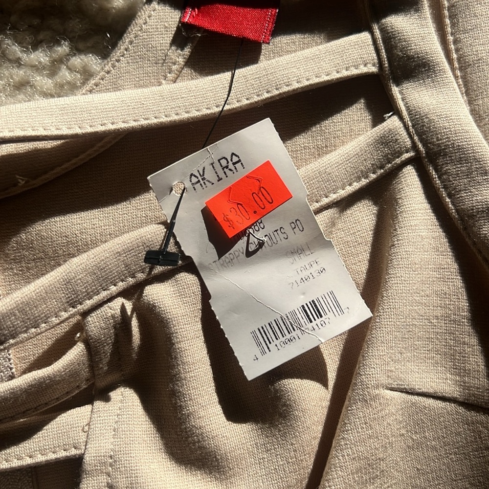 NWT Akira tan dress with cut outs on front - size S - Picture 2 of 4